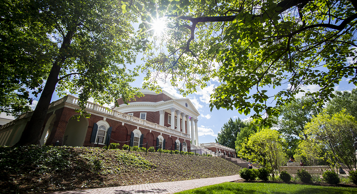 UVA Rotunda with sun shining